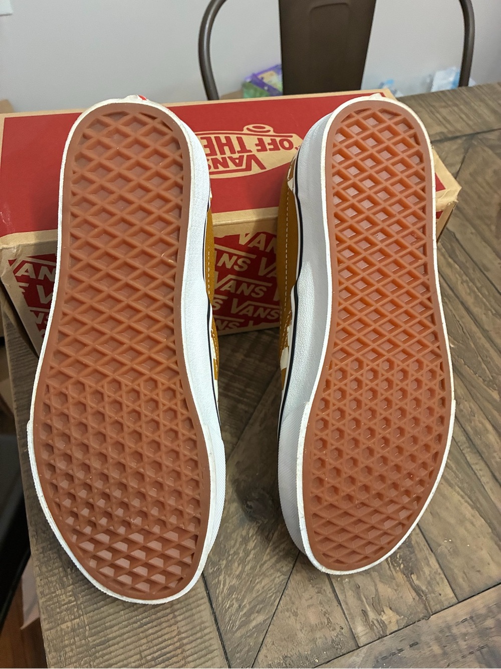 Vans Checkerboard Slip-On in Mustard and White - Picture 5 of 5